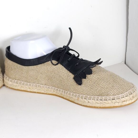 BOTTEGA VENETA Women's 39 US8,5 Beige Woven Canvas Leather Espadrilles Loafers - Picture 8 of 15